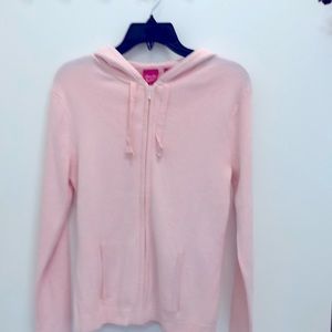 Pink zipper down Hoody 100% cotton
